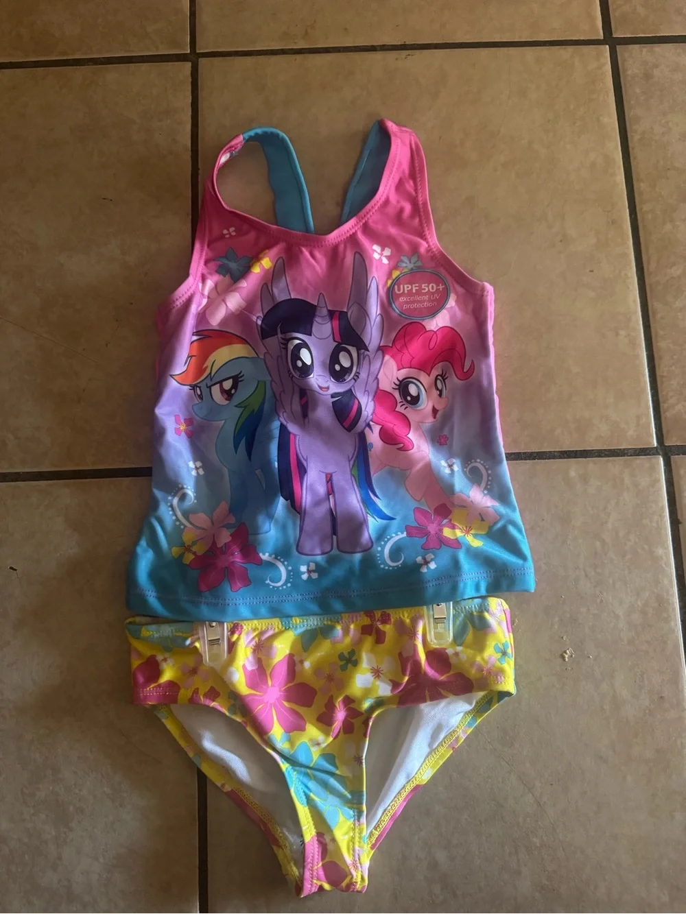 My Little Pony Pink, Blue & Yellow Girls' Two-Piece Swim Set